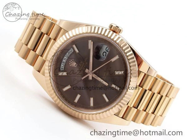 DayDate 40 228235 ARF 904L Steel Brown Stick Dial on President Bracelet VR3255