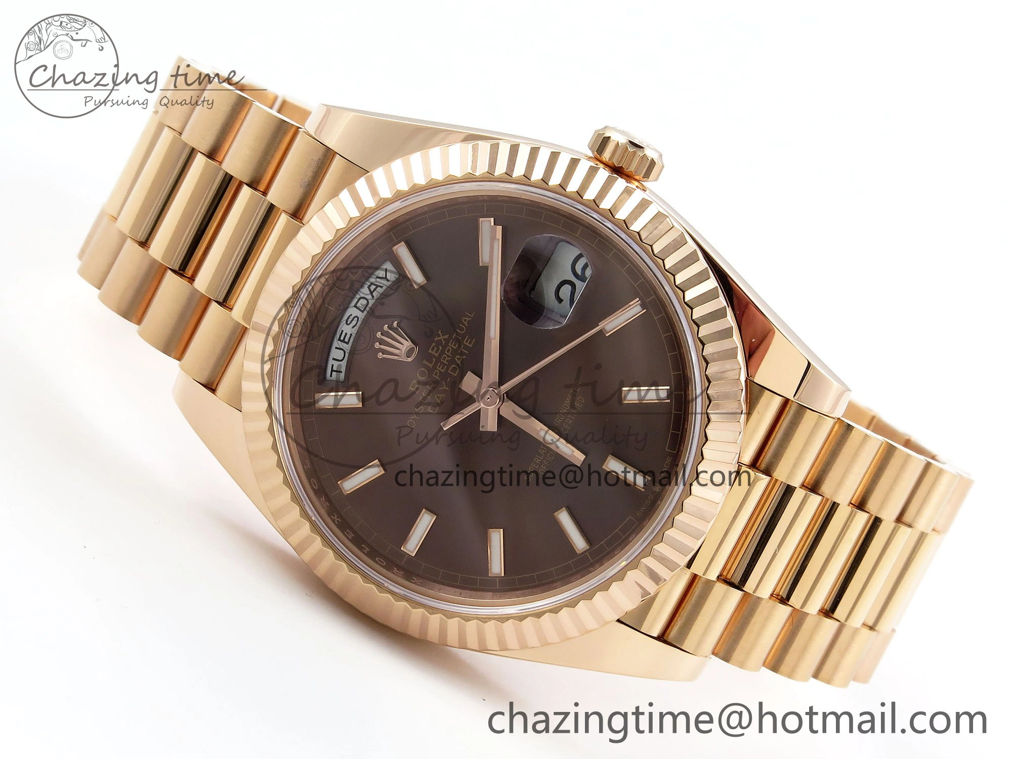 DayDate 40 228235 ARF 904L Steel Brown Stick Dial on President Bracelet VR3255
