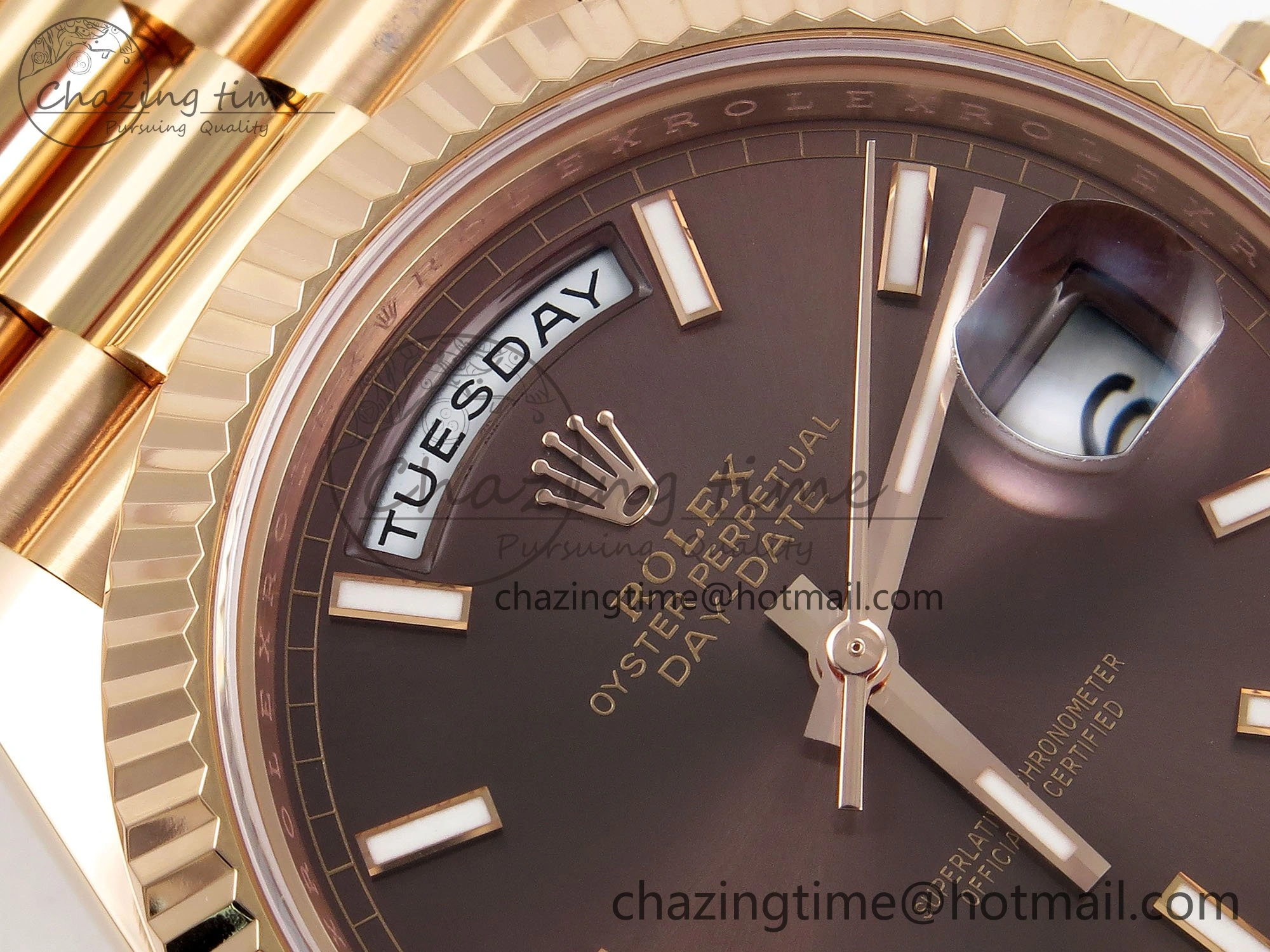 DayDate 40 228235 ARF 904L Steel Brown Stick Dial on President Bracelet VR3255