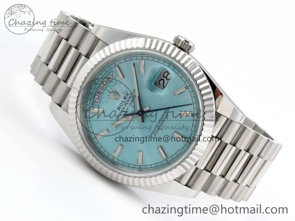 DayDate 40 228236 ARF 904L Steel Tiffany Blue Stick Dial on President Bracelet VR3255