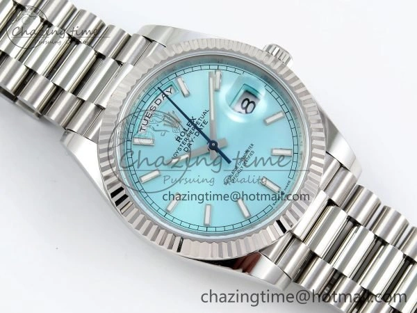 DayDate 40 228236 ARF 904L Steel Tiffany Blue Stick Dial on President Bracelet VR3255