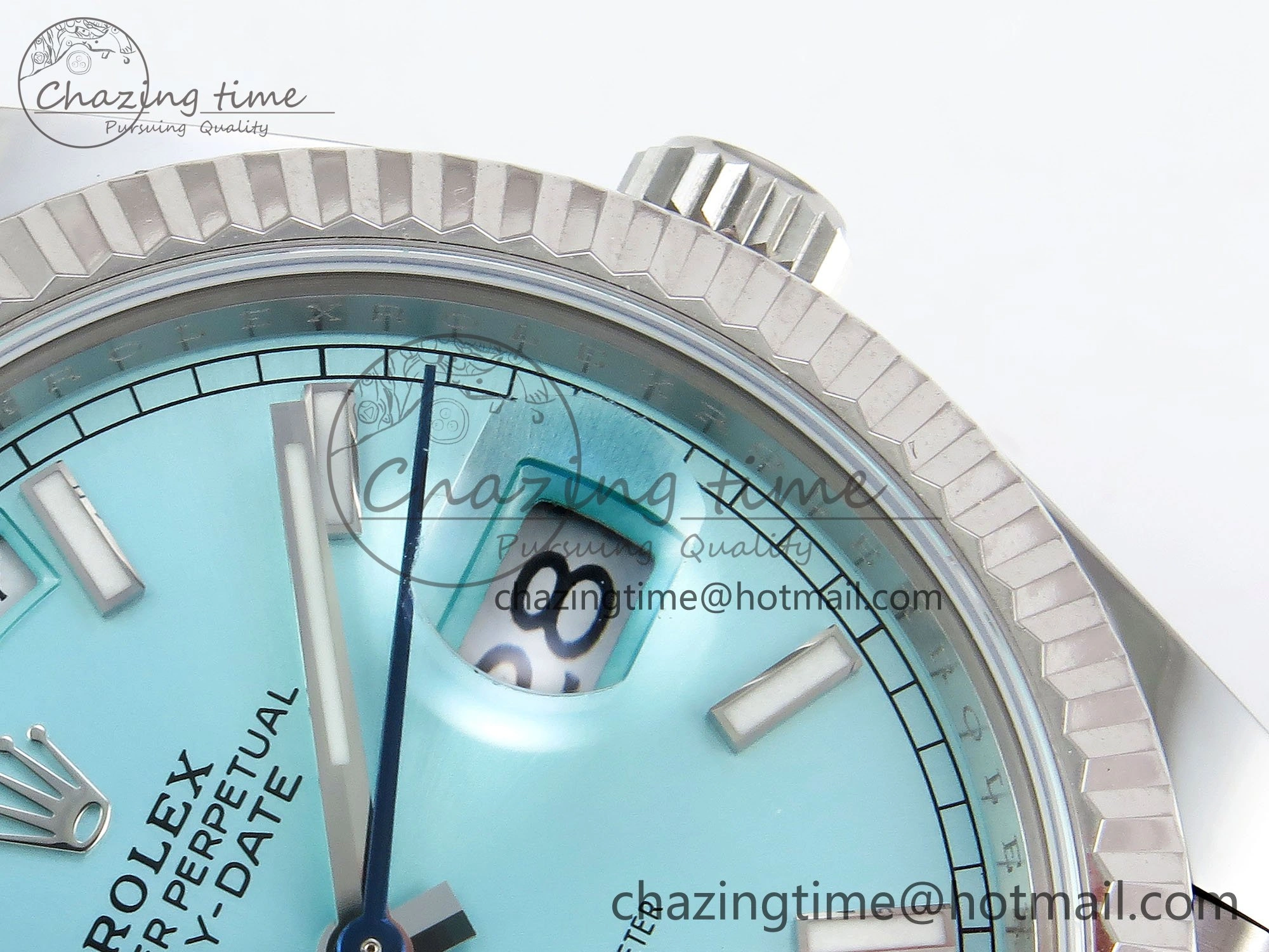 DayDate 40 228236 ARF 904L Steel Tiffany Blue Stick Dial on President Bracelet VR3255