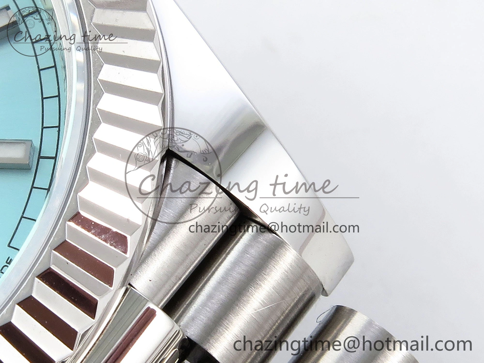 DayDate 40 228236 ARF 904L Steel Tiffany Blue Stick Dial on President Bracelet VR3255