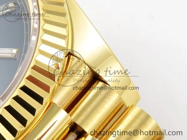 DayDate 40 228238 ARF 904L Steel Black Crystal Diamonds Bezel on President Bracelet VR3255 (Gain Weight）