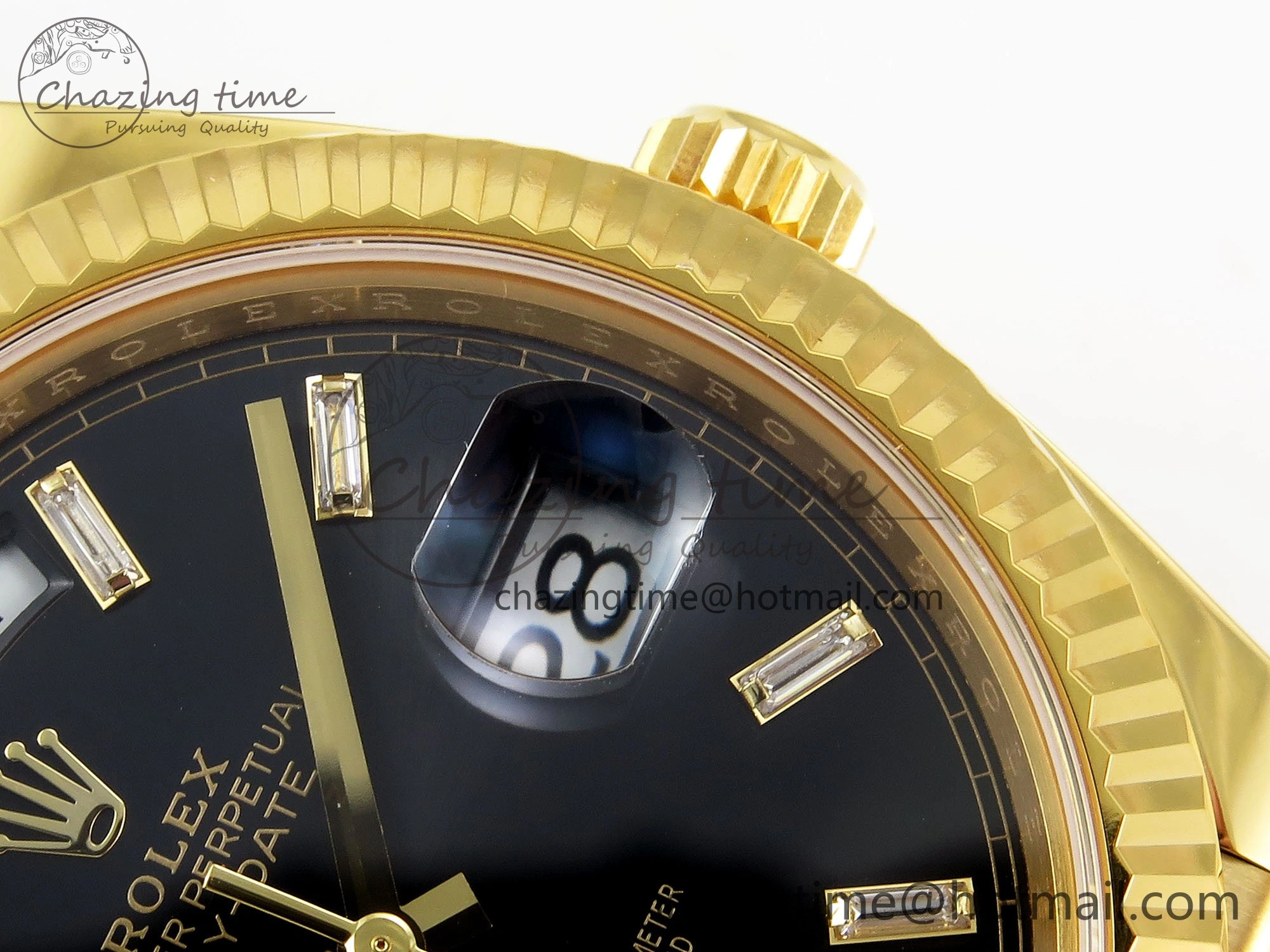DayDate 40 228238 ARF 904L Steel Black Crystal Diamonds Bezel on President Bracelet VR3255