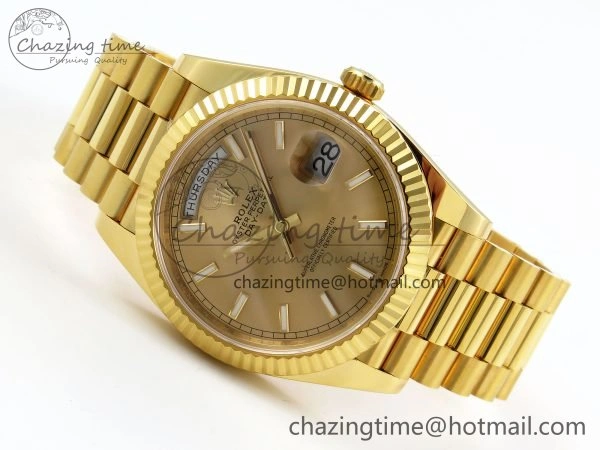 DayDate 40 228238 ARF 904L Steel Gold Stick Dial on President Bracelet VR3255