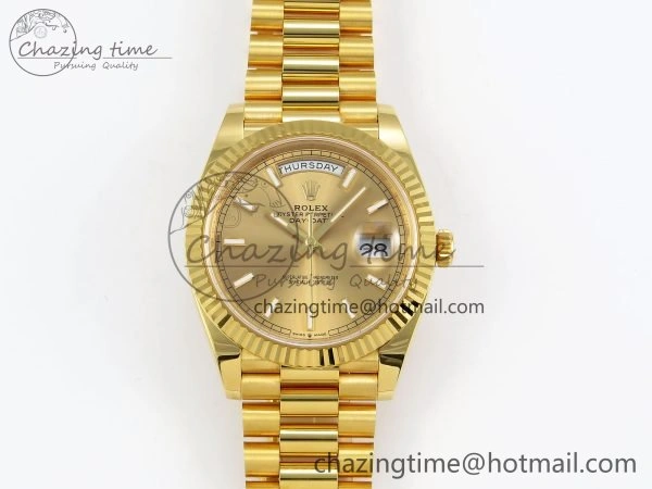DayDate 40 228238 ARF 904L Steel Gold Stick Dial on President Bracelet VR3255