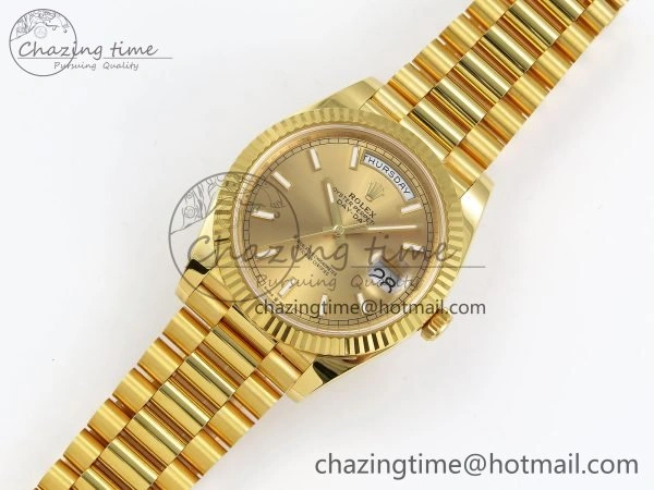 DayDate 40 228238 ARF 904L Steel Gold Stick Dial on President Bracelet VR3255