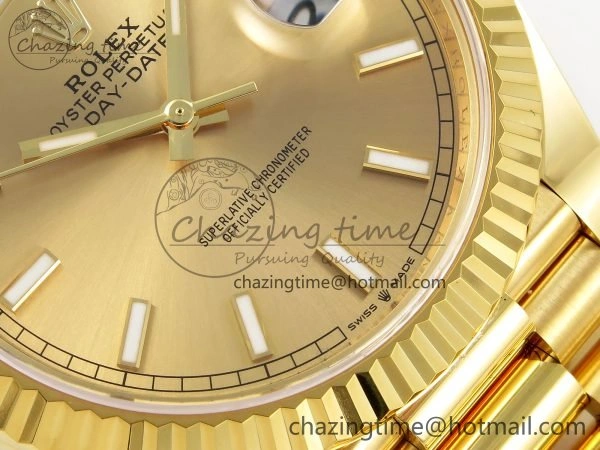 DayDate 40 228238 ARF 904L Steel Gold Stick Dial on President Bracelet VR3255