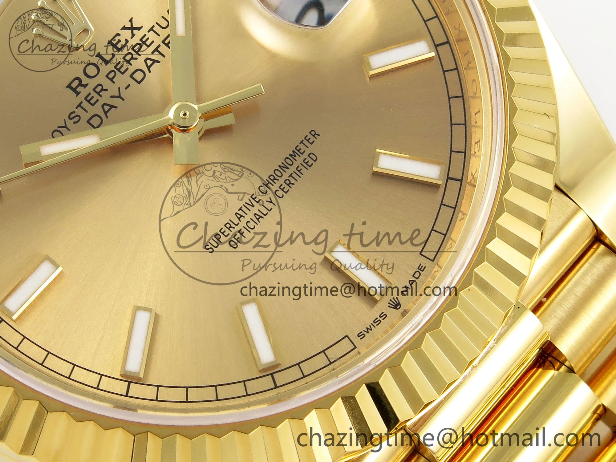 DayDate 40 228238 ARF 904L Steel Gold Stick Dial on President Bracelet VR3255