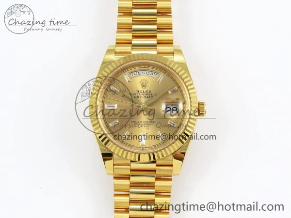 DayDate 40 228238 ARF 904L Steel YG Crystal Diamonds Bezel on President Bracelet VR3255