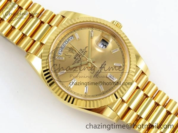 DayDate 40 228238 ARF 904L Steel YG Crystal Diamonds Bezel on President Bracelet VR3255