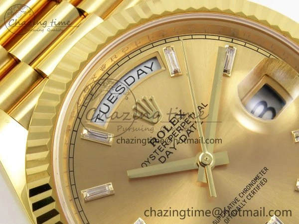 DayDate 40 228238 ARF 904L Steel YG Crystal Diamonds Bezel on President Bracelet VR3255