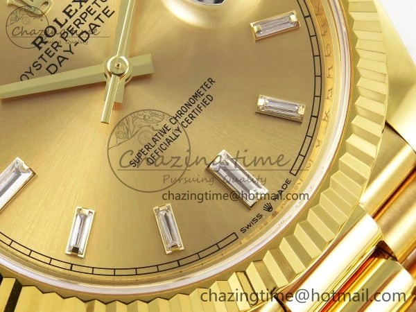DayDate 40 228238 ARF 904L Steel YG Crystal Diamonds Bezel on President Bracelet VR3255