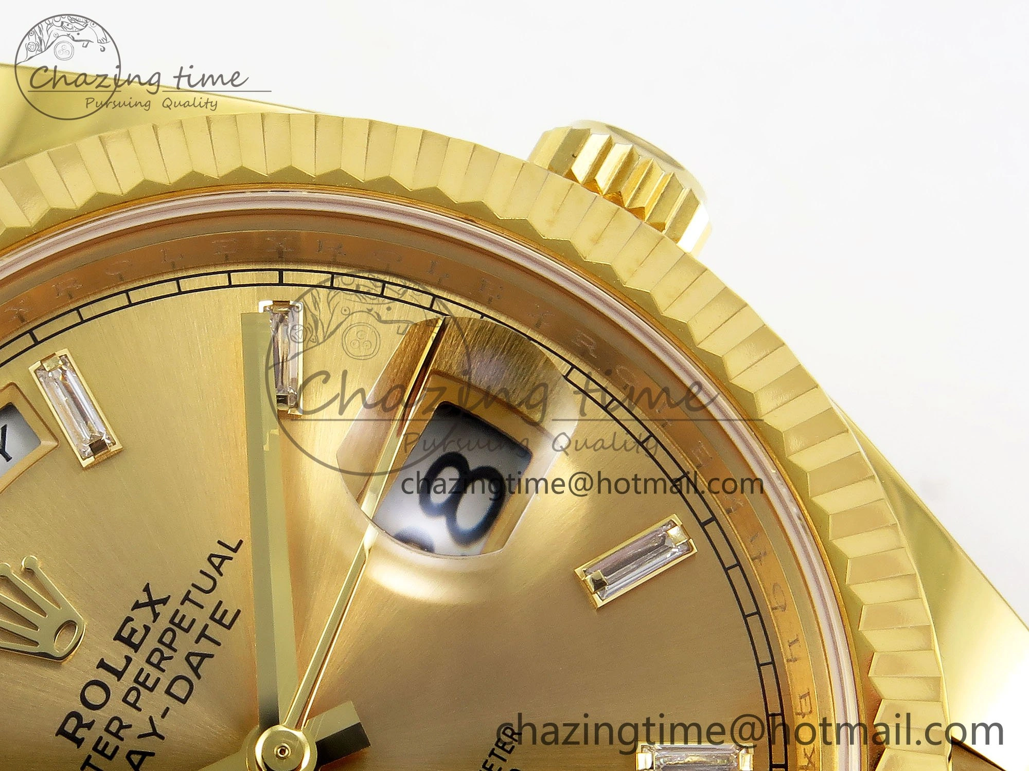 DayDate 40 228238 ARF 904L Steel YG Crystal Diamonds Bezel on President Bracelet VR3255