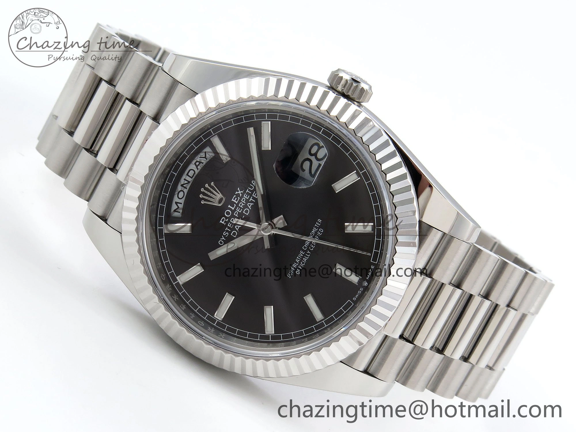 DayDate 40 228239 ARF 904L Steel Black Dial on President Bracelet VR3255