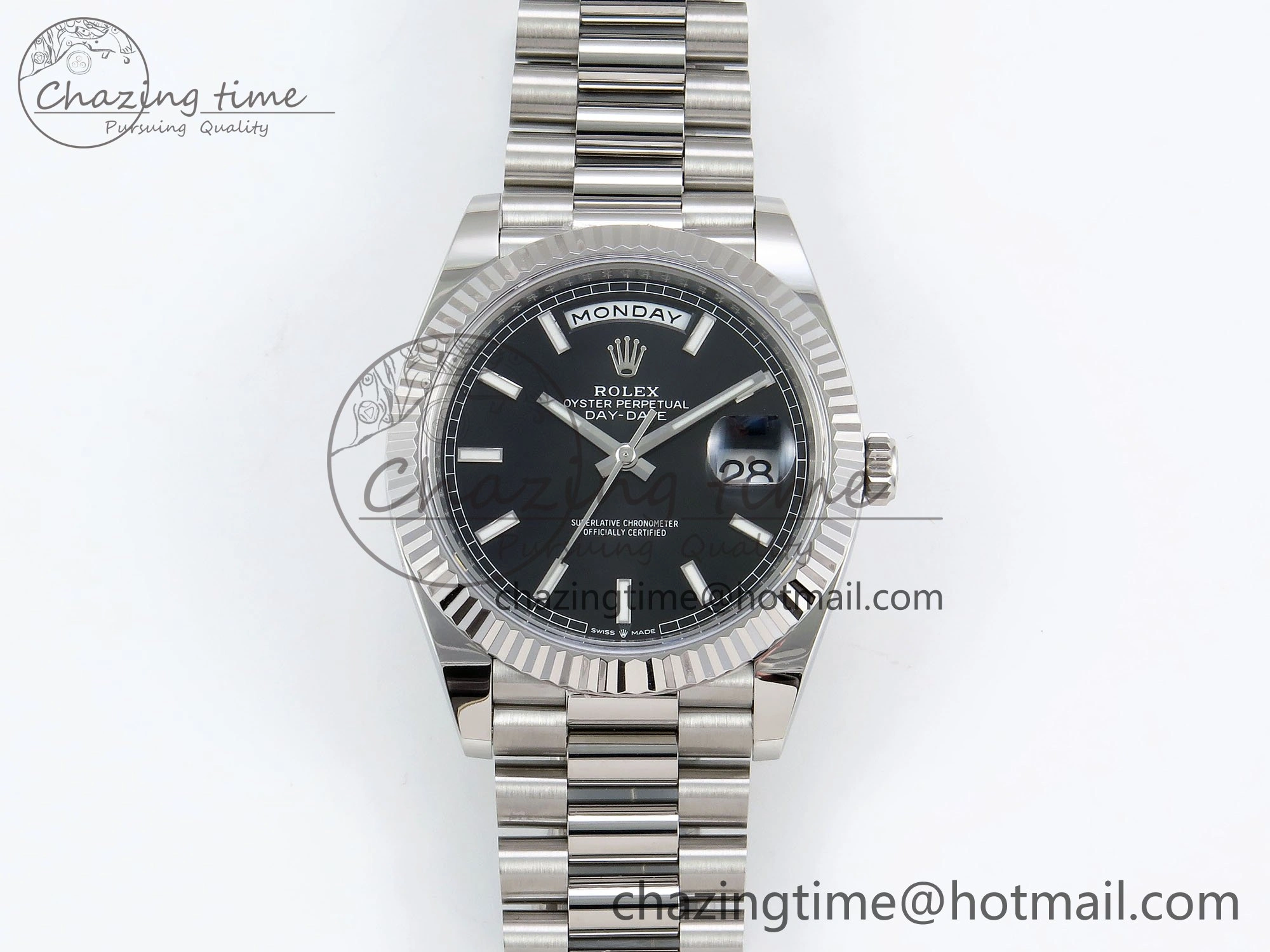 DayDate 40 228239 ARF 904L Steel Black Dial on President Bracelet VR3255