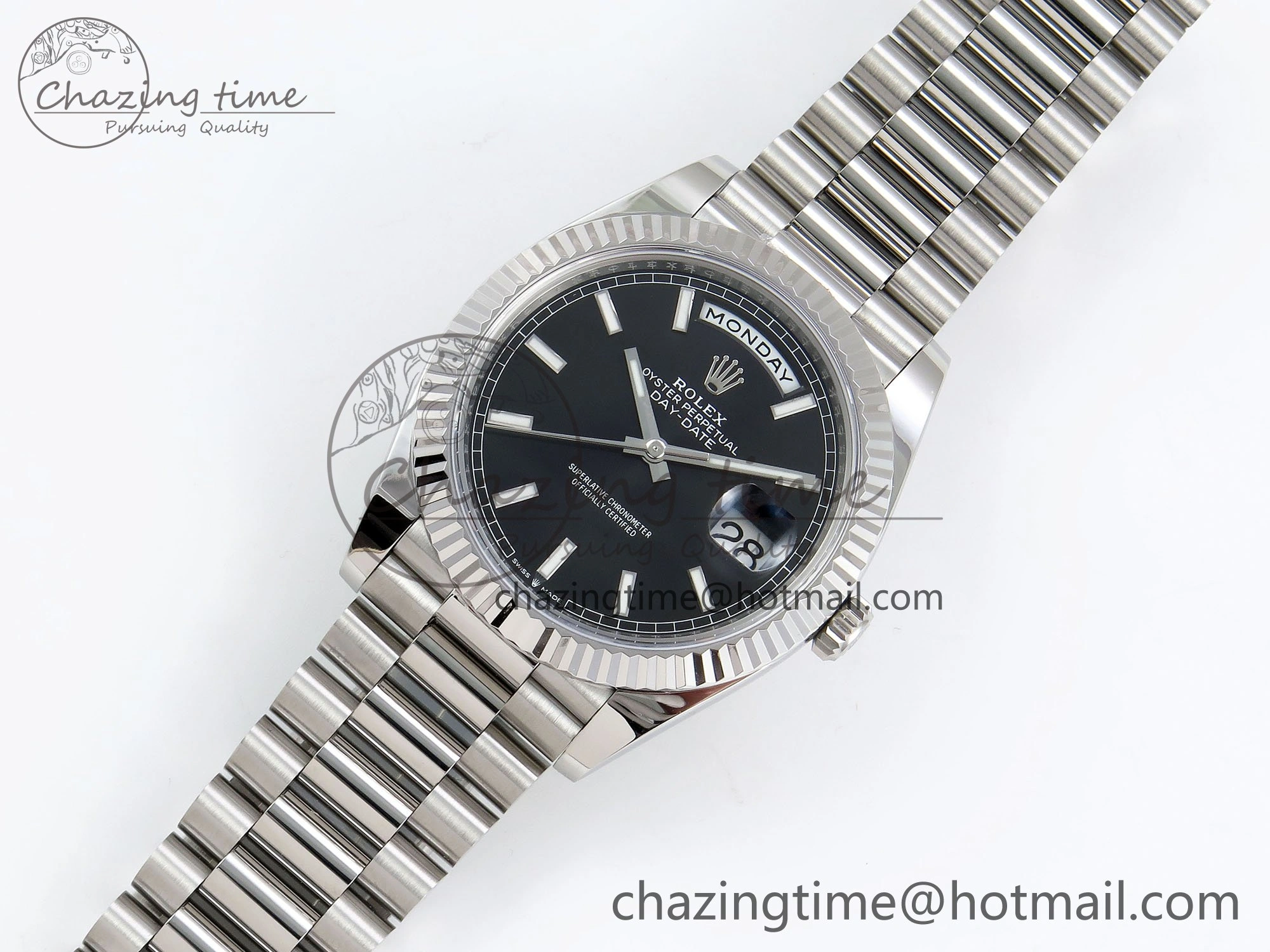 DayDate 40 228239 ARF 904L Steel Black Dial on President Bracelet VR3255