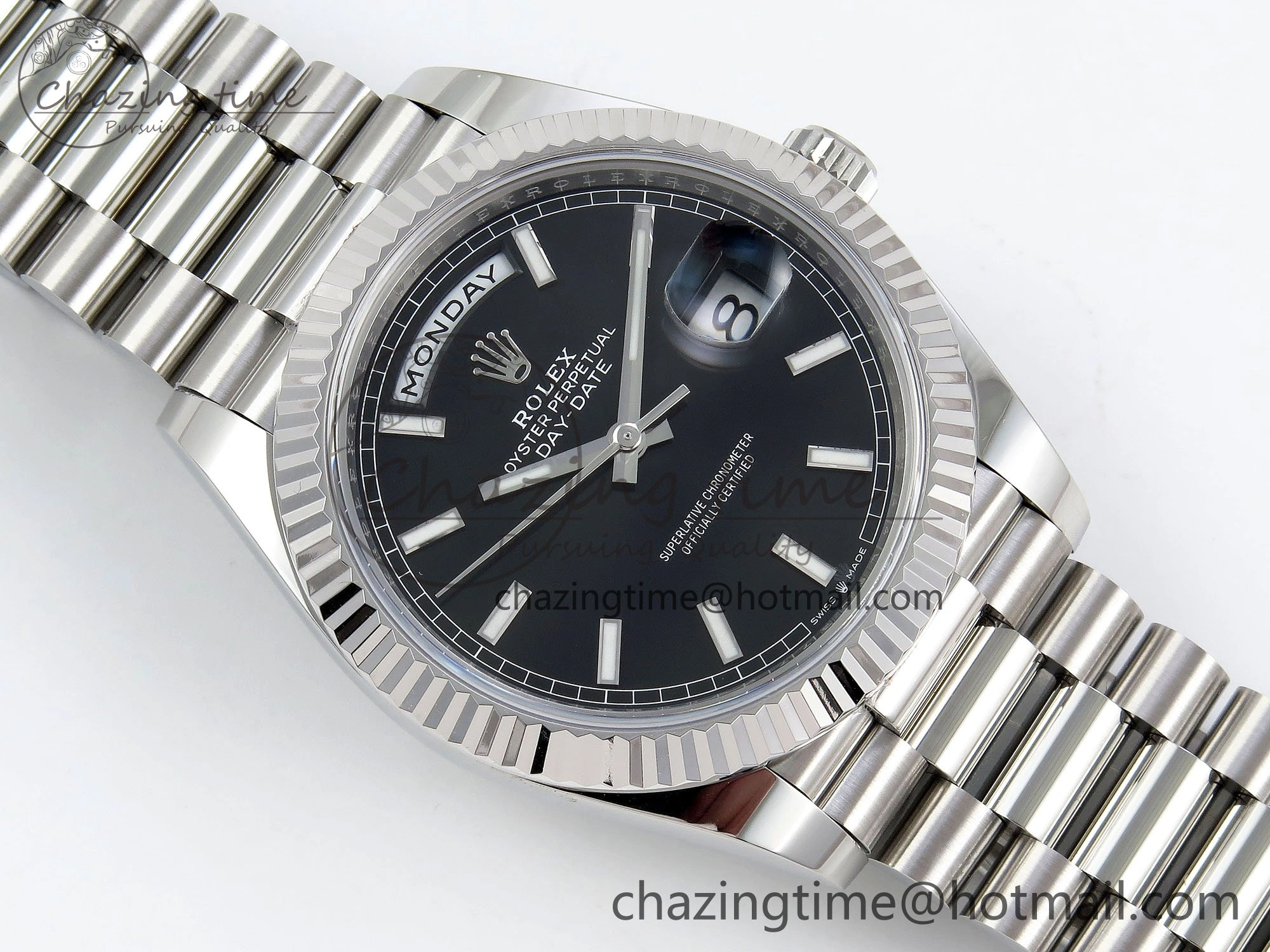 DayDate 40 228239 ARF 904L Steel Black Dial on President Bracelet VR3255