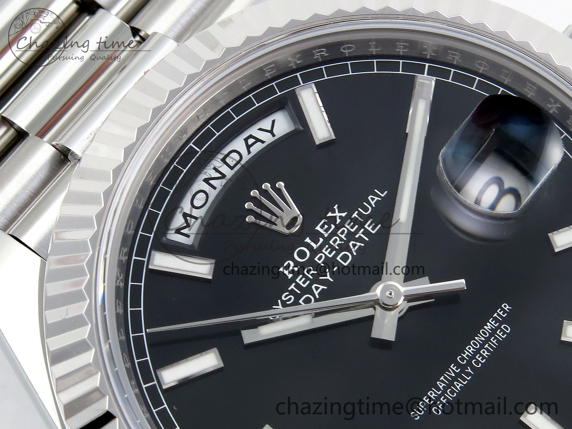 DayDate 40 228239 ARF 904L Steel Black Dial on President Bracelet VR3255