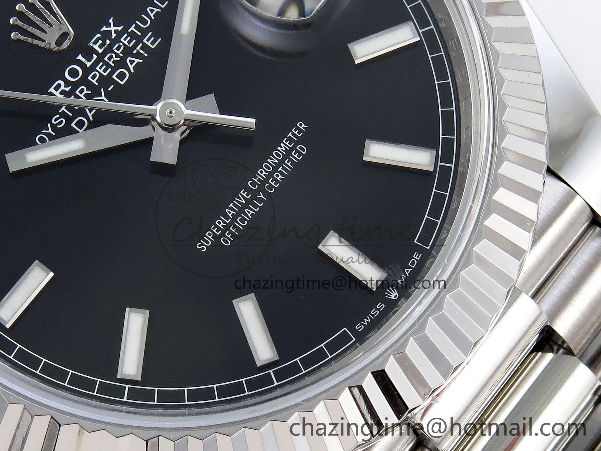 DayDate 40 228239 ARF 904L Steel Black Dial on President Bracelet VR3255
