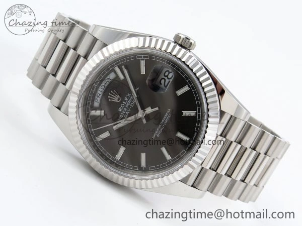 DayDate 40 228239 ARF 904L Steel Grey Stick Dial on President Bracelet VR3255