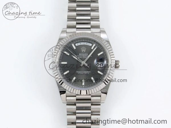 DayDate 40 228239 ARF 904L Steel Grey Stick Dial on President Bracelet VR3255