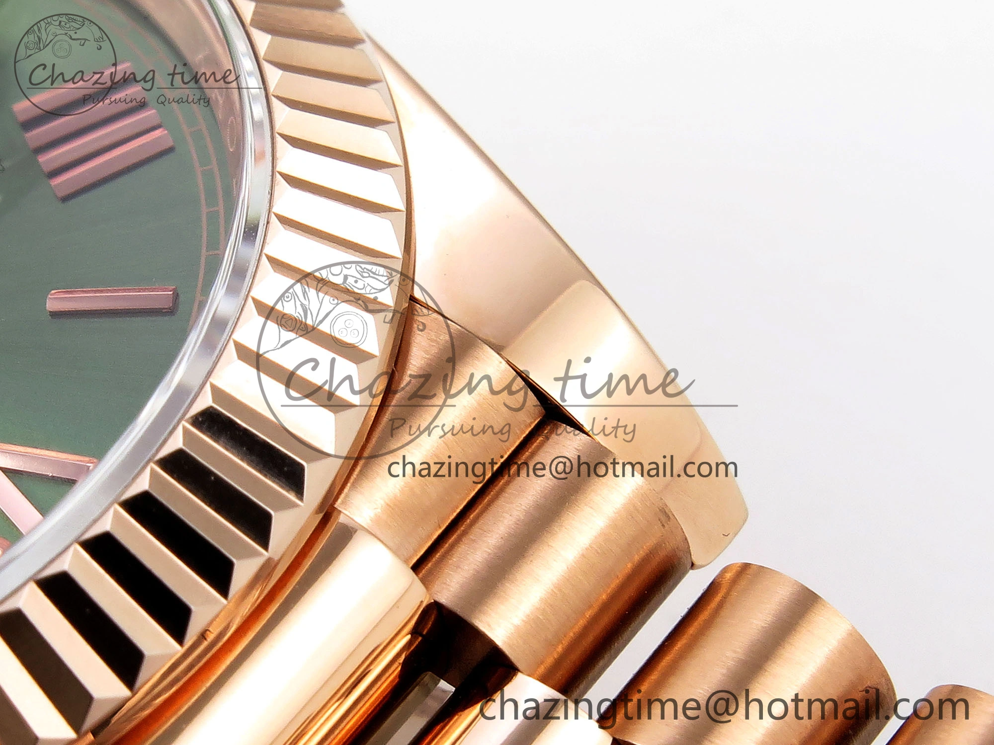 DayDate 40 RG GSF Gain Weight Green Roman Dial on President Bracelet A2836
