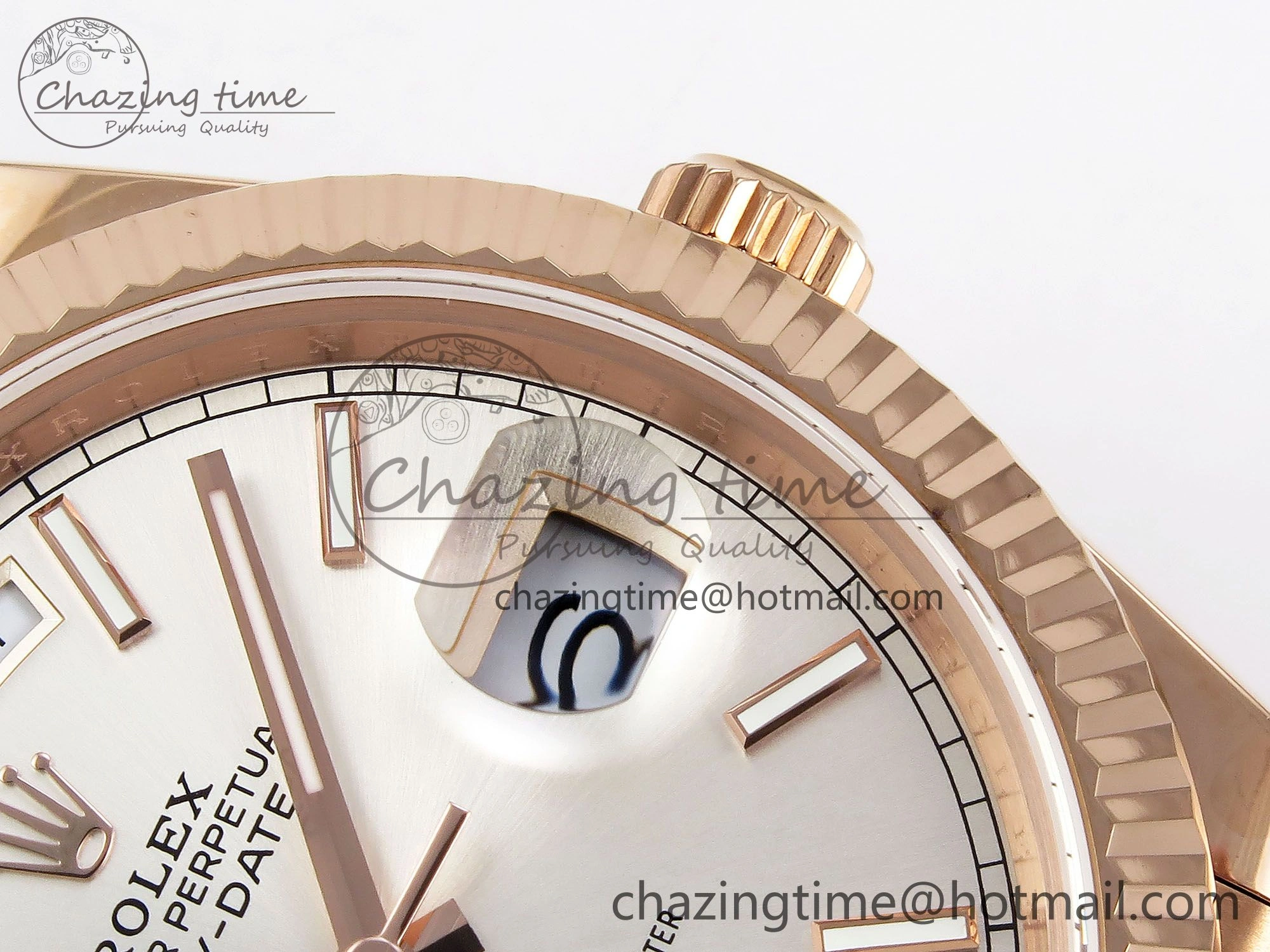 DayDate 40 RG JDF 904L Steel Silver Stick Dial on President Bracelet VR3255 V3 (Gain Weight)