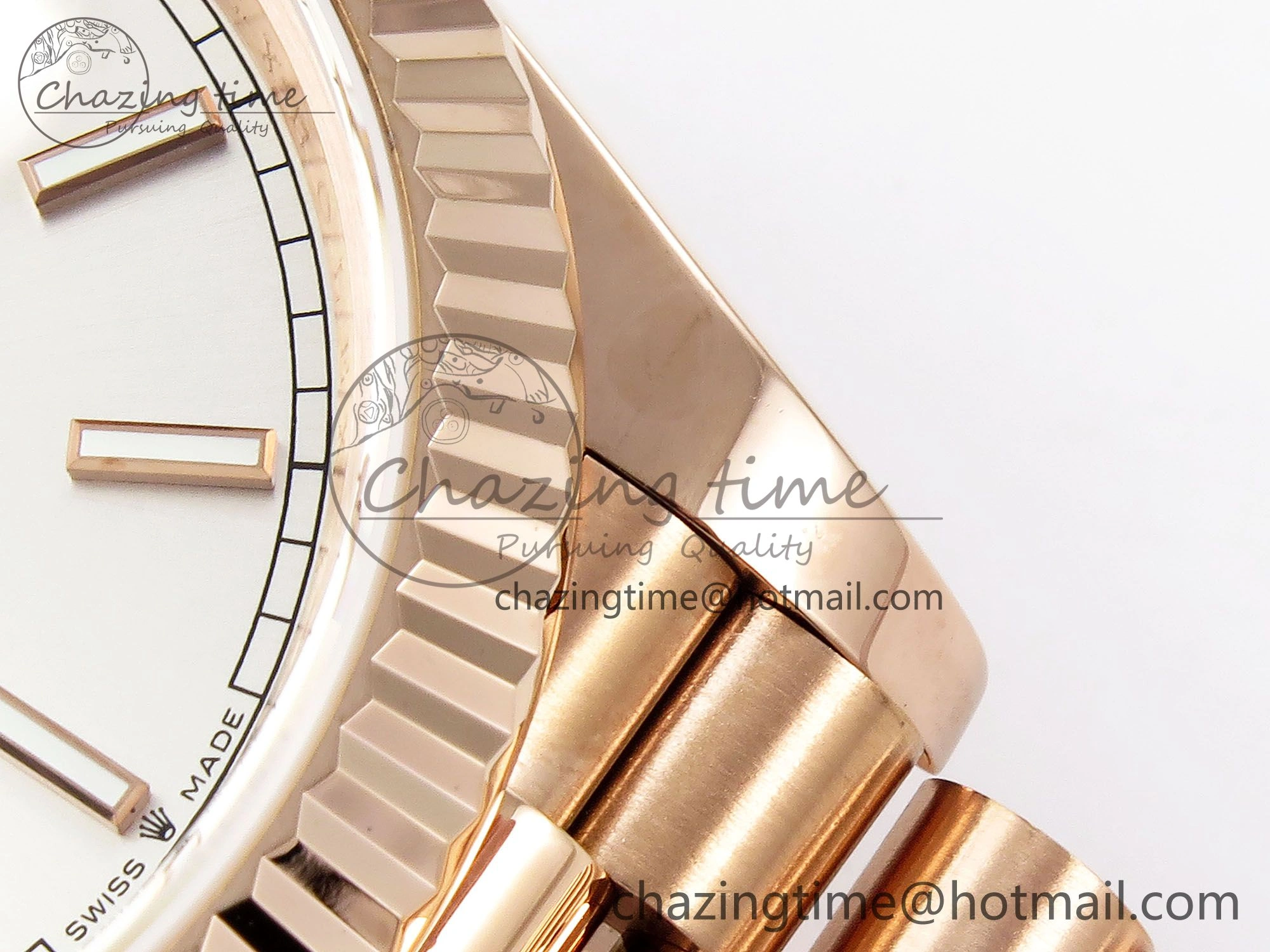 DayDate 40 RG JDF 904L Steel Silver Stick Dial on President Bracelet VR3255 V3 (Gain Weight)