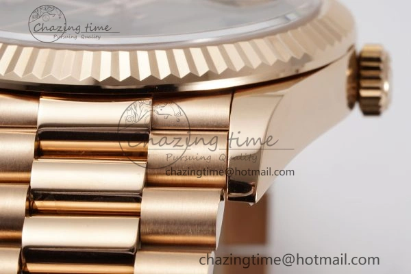 DayDate 40 RG JDF Gain Weight 904L Steel Green Dial Roman Markers on President Bracelet A2836 V2