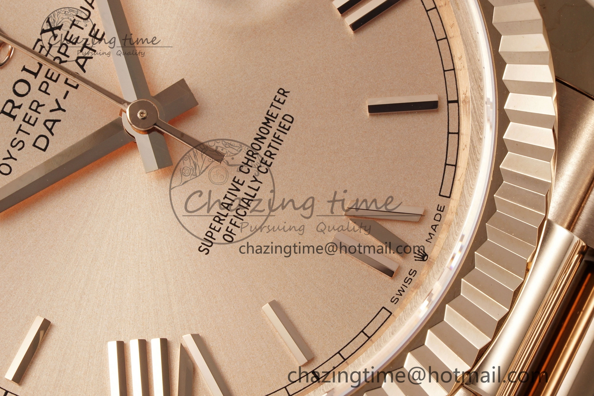 DayDate 40 RG JDF Gain Weight 904L Steel RG Dial Roman Markers on President Bracelet A2836 V2