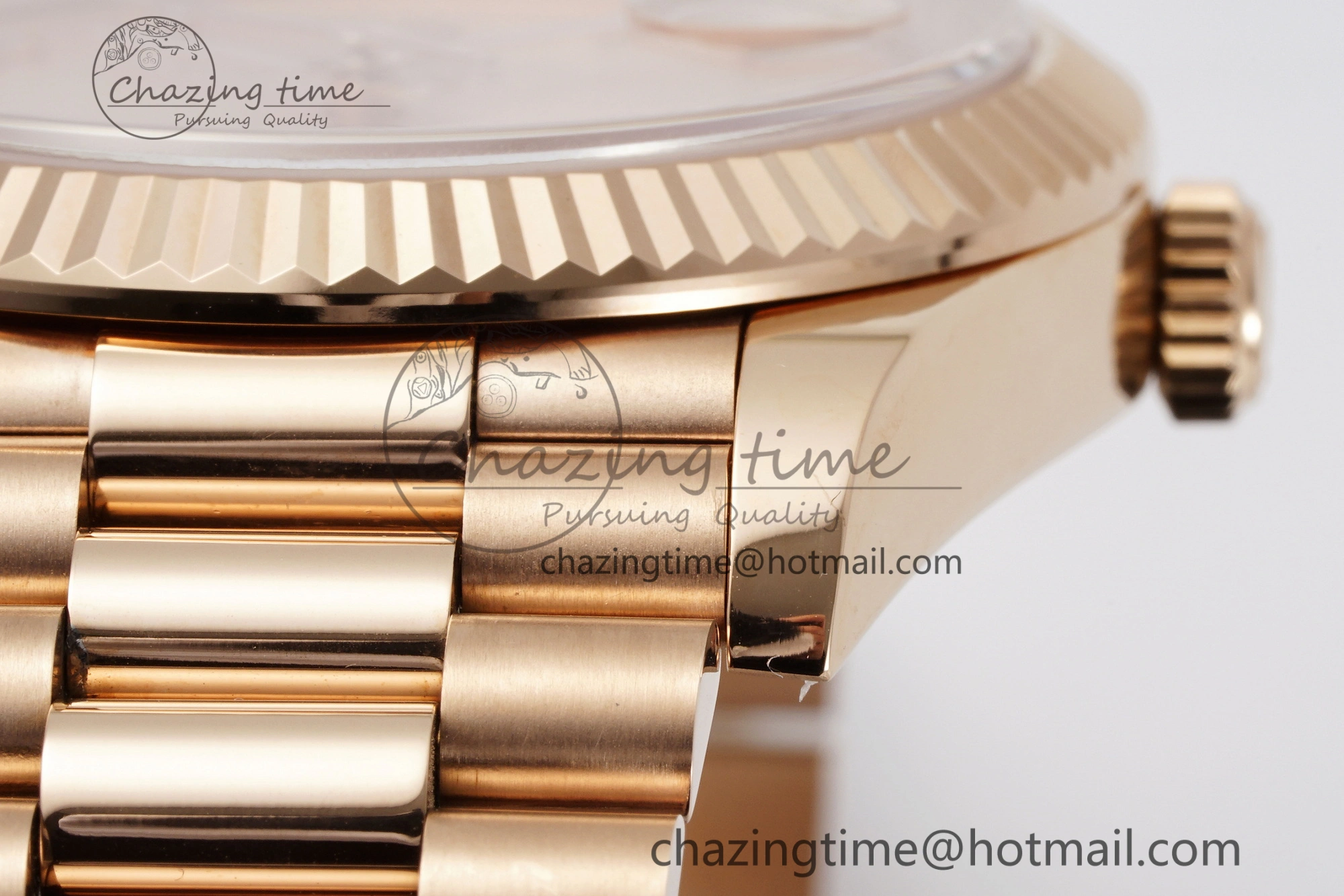 DayDate 40 RG JDF Gain Weight 904L Steel RG Dial Roman Markers on President Bracelet A2836 V2