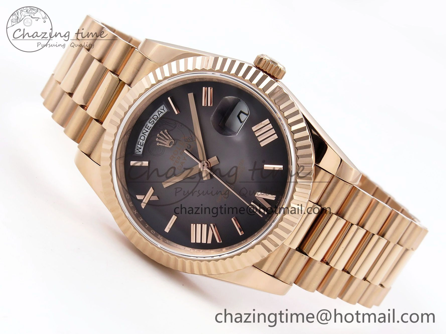 DayDate 40 RG QF 1:1 Best Edition Gray Dial on President Bracelet A2824 (Gain Weight)
