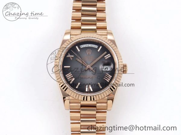 DayDate 40 RG QF 1:1 Best Edition Gray Dial on President Bracelet A2824 (Gain Weight)
