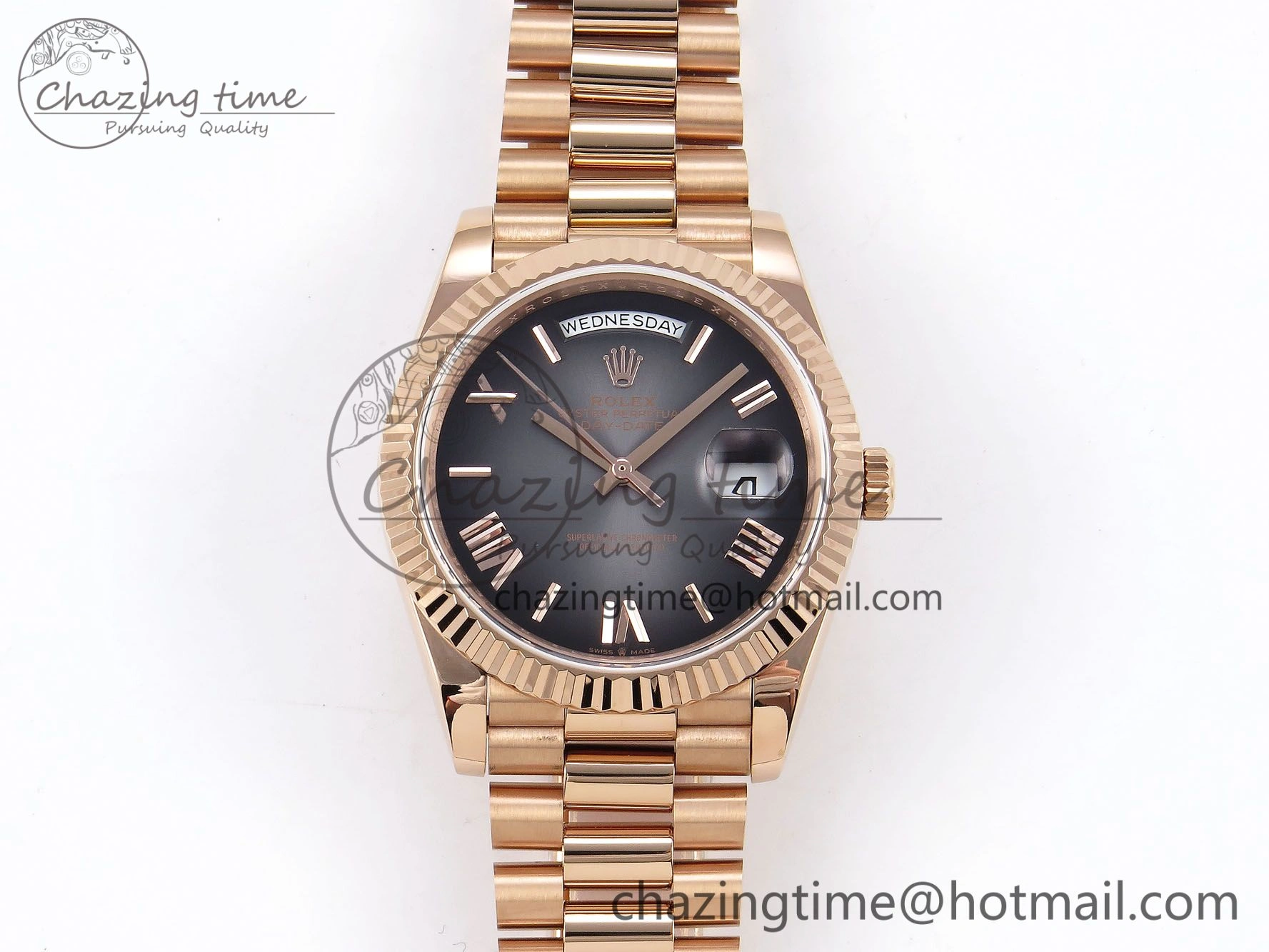 DayDate 40 RG QF 1:1 Best Edition Gray Dial on President Bracelet A2824 (Gain Weight)