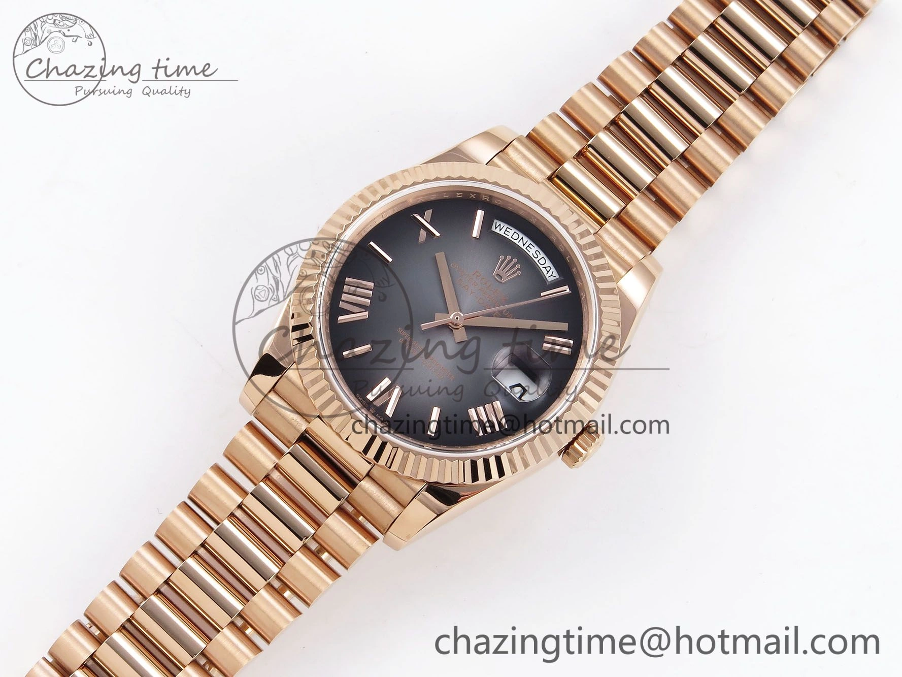 DayDate 40 RG QF 1:1 Best Edition Gray Dial on President Bracelet A2824 (Gain Weight)