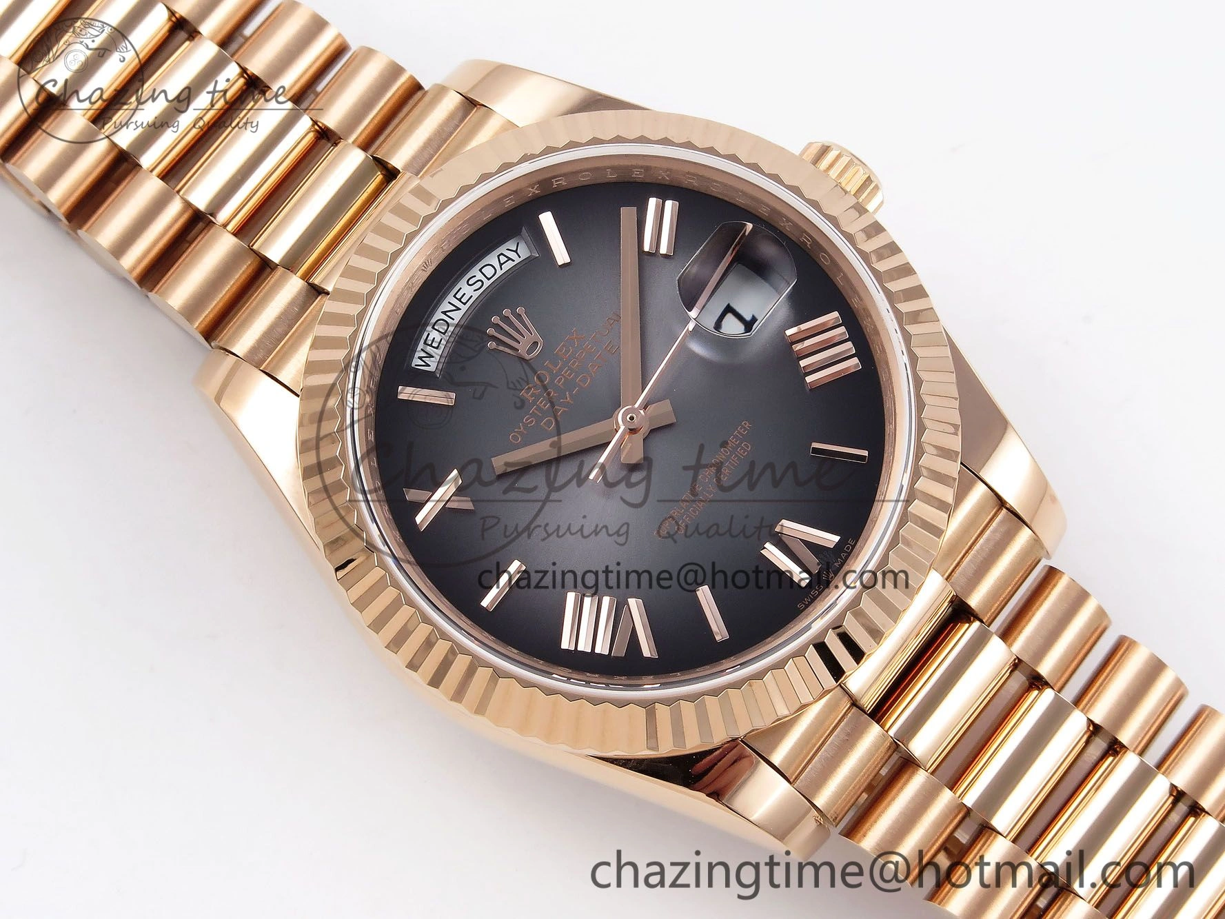 DayDate 40 RG QF 1:1 Best Edition Gray Dial on President Bracelet A2824 (Gain Weight)