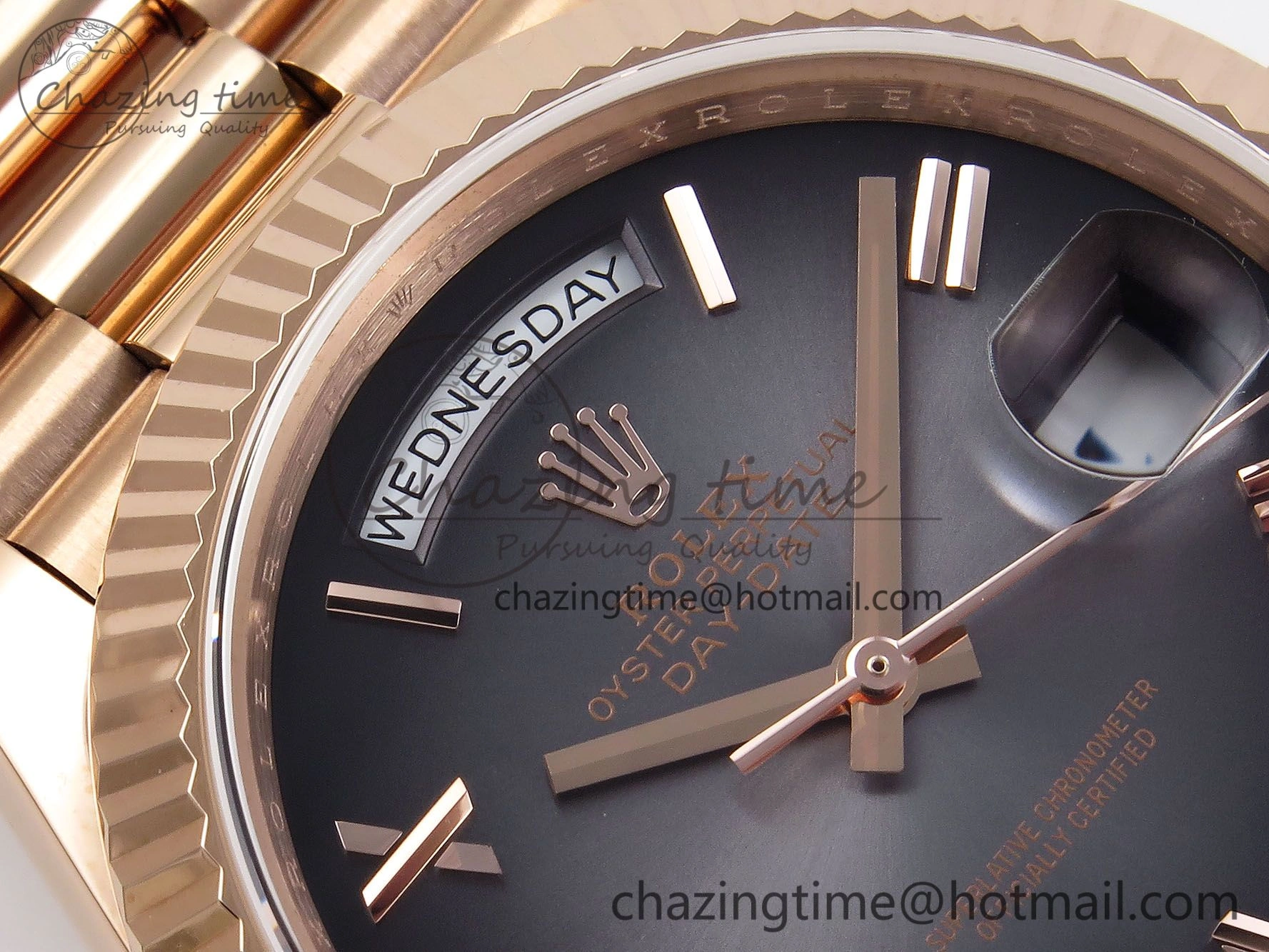 DayDate 40 RG QF 1:1 Best Edition Gray Dial on President Bracelet A2824 (Gain Weight)