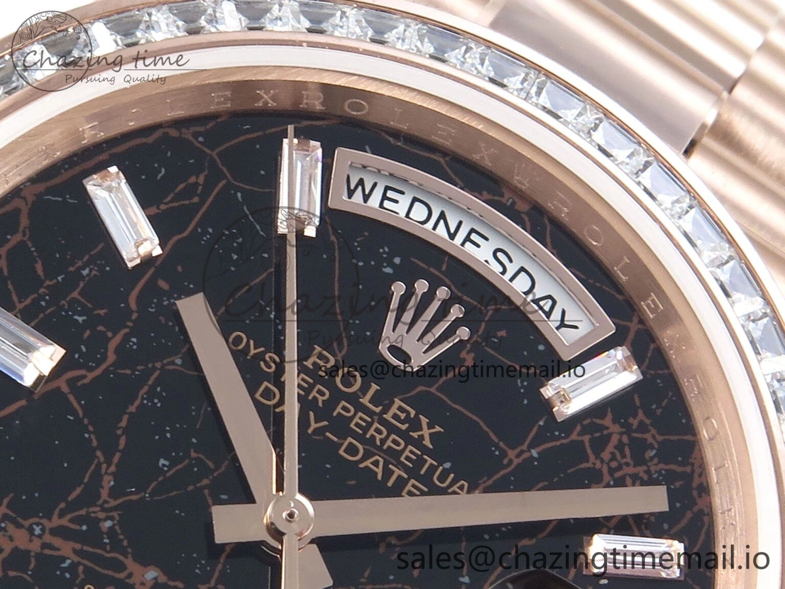 DayDate 40 RG QF 1:1 Best Edition Slate Eisenkiesel Dial Diamonds Bezel on President Bracelet A2836 V5 (Gain Weight)