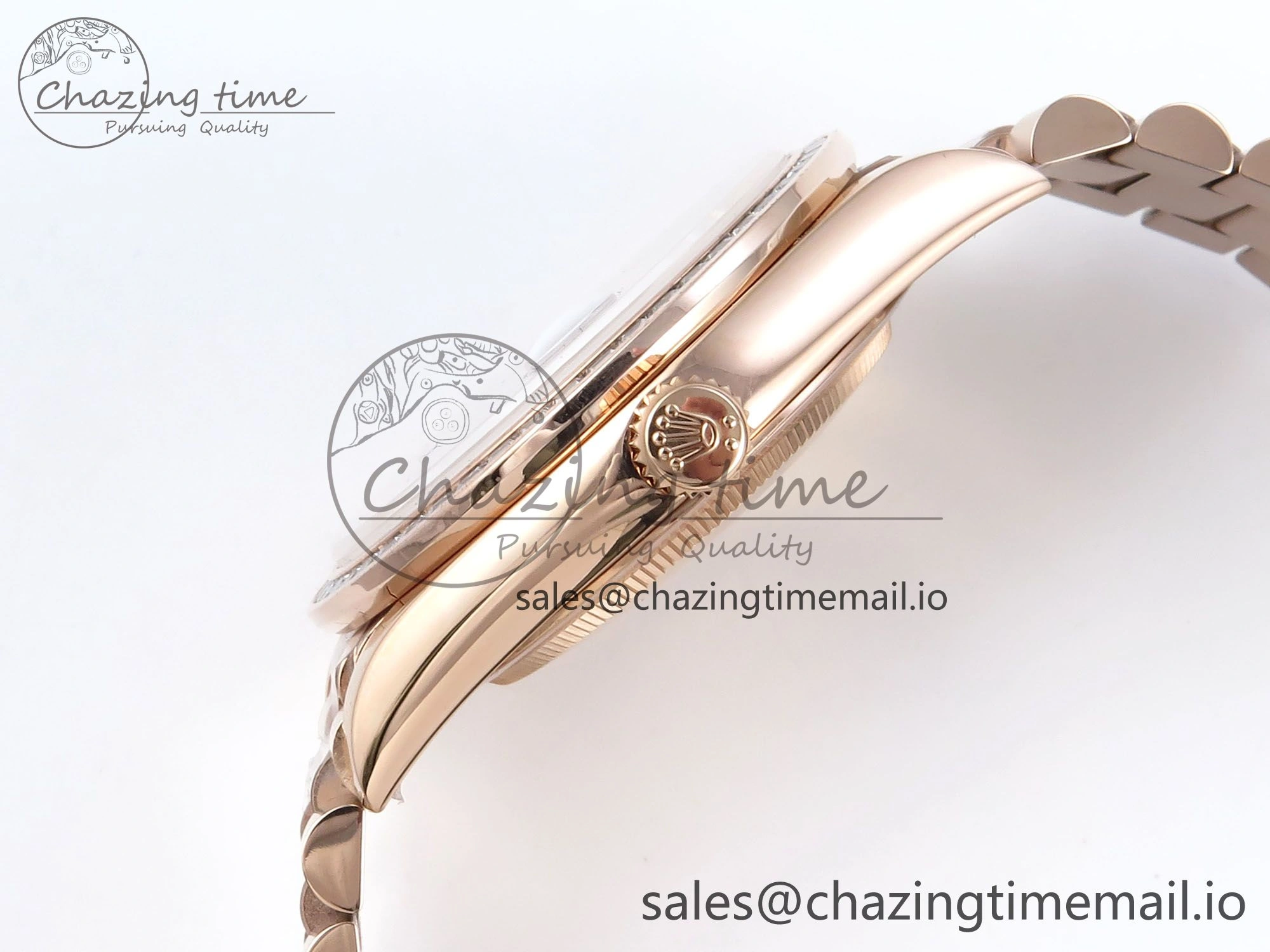 DayDate 40 RG QF 1:1 Best Edition Slate Eisenkiesel Dial Diamonds Bezel on President Bracelet A2836 V5 (Gain Weight)
