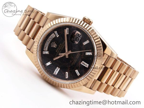 DayDate 40 RG QF Best Edition 904L Steel Slate Eisenkiesel Dial on President Bracelet VR3255 V4 (Gain Weight)
