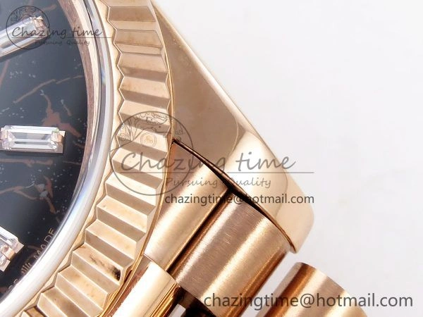 DayDate 40 RG QF Best Edition 904L Steel Slate Eisenkiesel Dial on President Bracelet VR3255 V4 (Gain Weight)