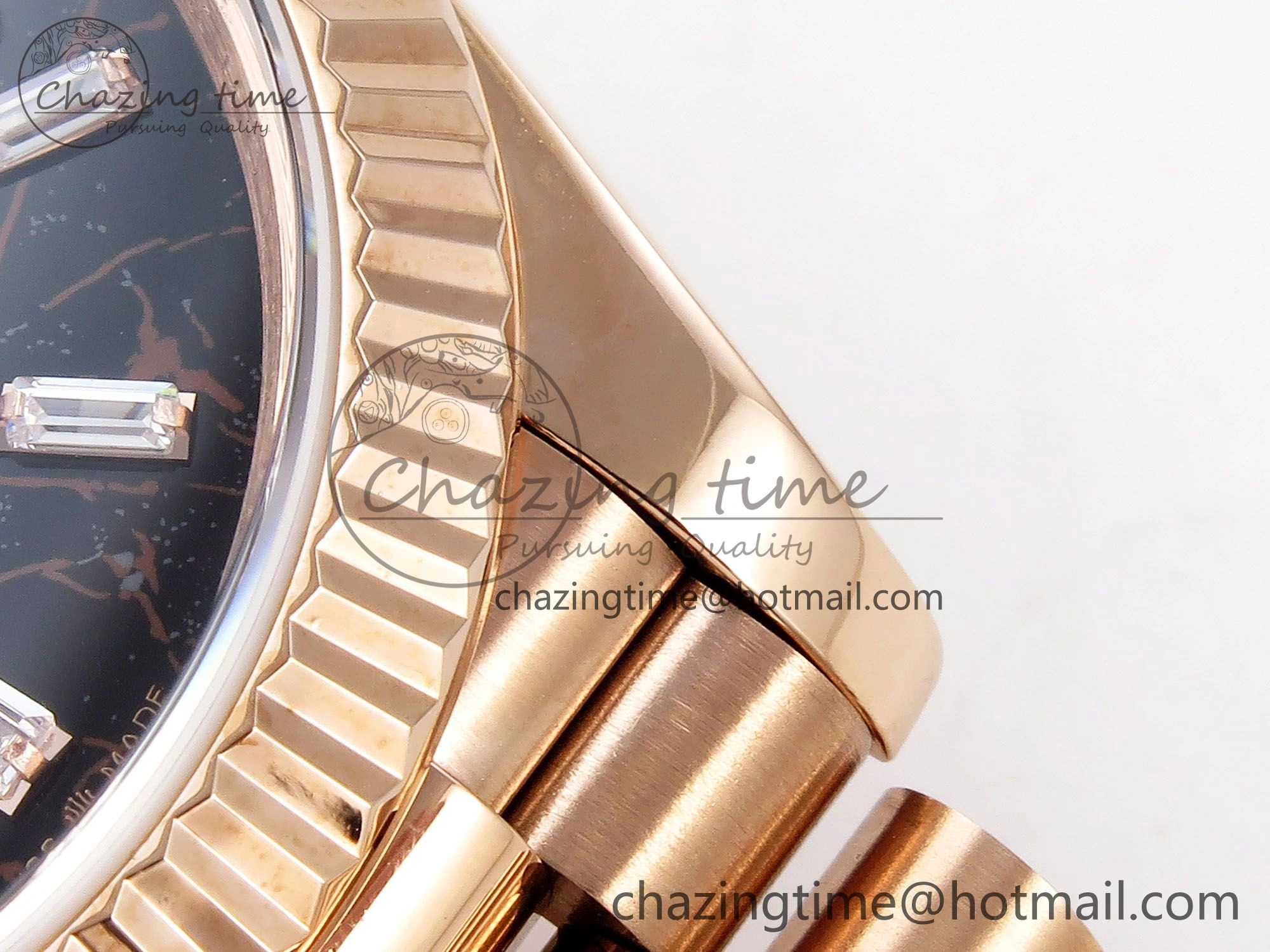 DayDate 40 RG QF Best Edition 904L Steel Slate Eisenkiesel Dial on President Bracelet VR3255 V4 (Gain Weight)
