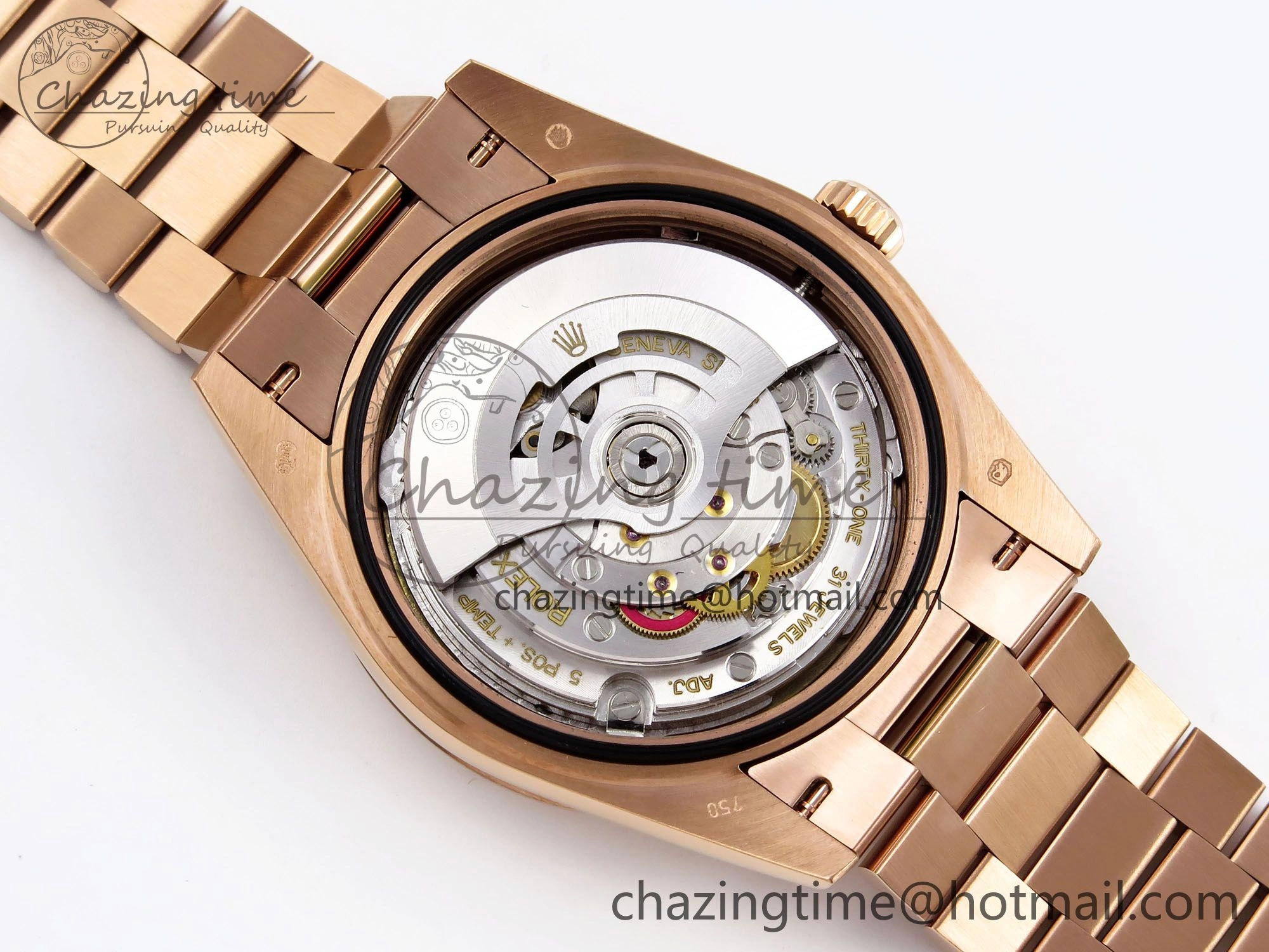 DayDate 40 RG QF Best Edition 904L Steel Slate Eisenkiesel Dial on President Bracelet VR3255 V4 (Gain Weight)