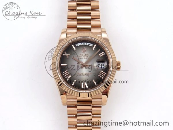 DayDate 40 RG QF Best Edition 904L Steel Slate Ombre Dial on President Bracelet VR3255 V4 (Gain Weight)