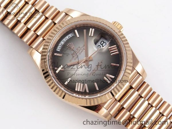 DayDate 40 RG QF Best Edition 904L Steel Slate Ombre Dial on President Bracelet VR3255 V4 (Gain Weight)