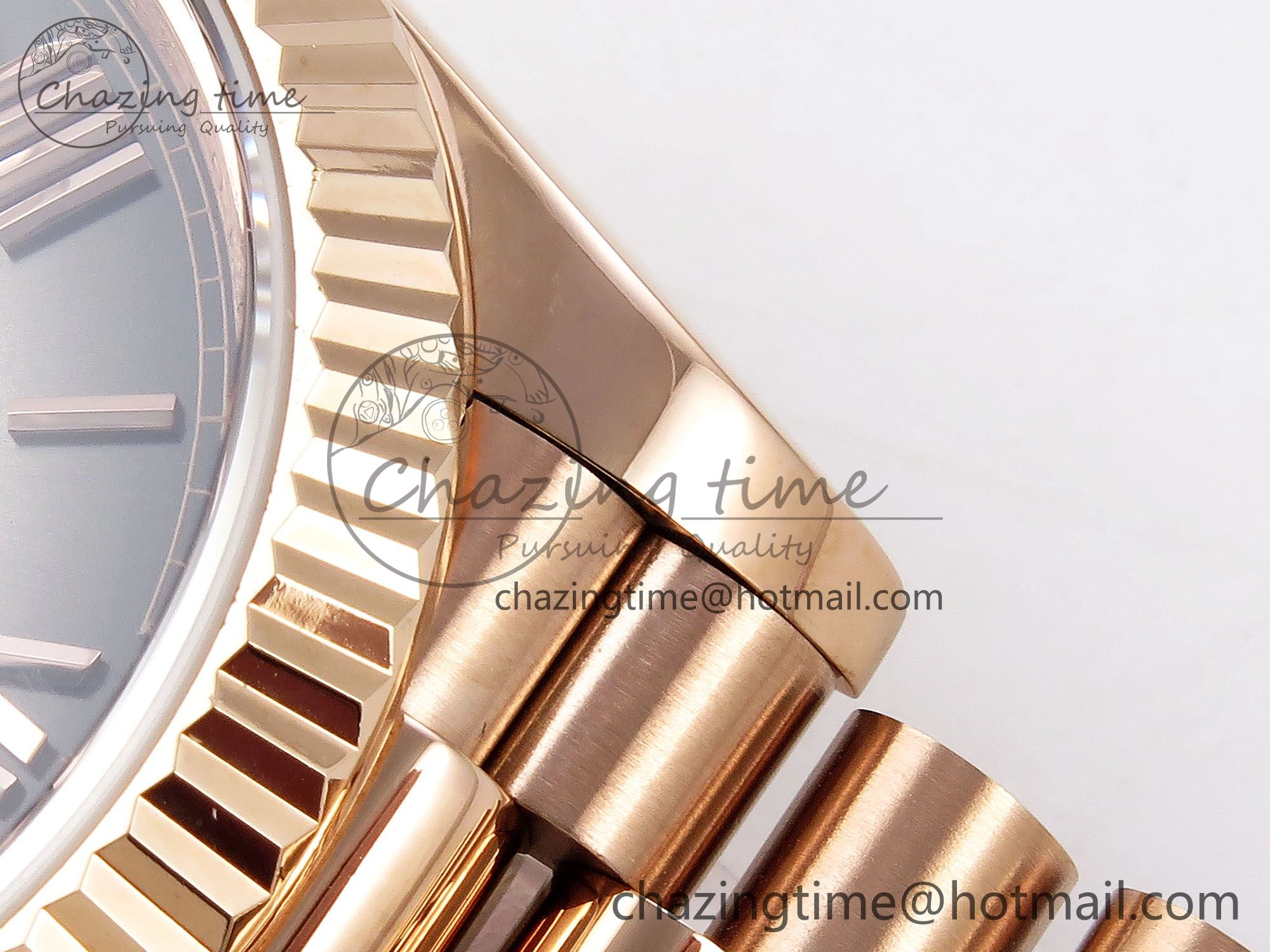 DayDate 40 RG QF Best Edition 904L Steel Slate Ombre Dial on President Bracelet VR3255 V4 (Gain Weight)