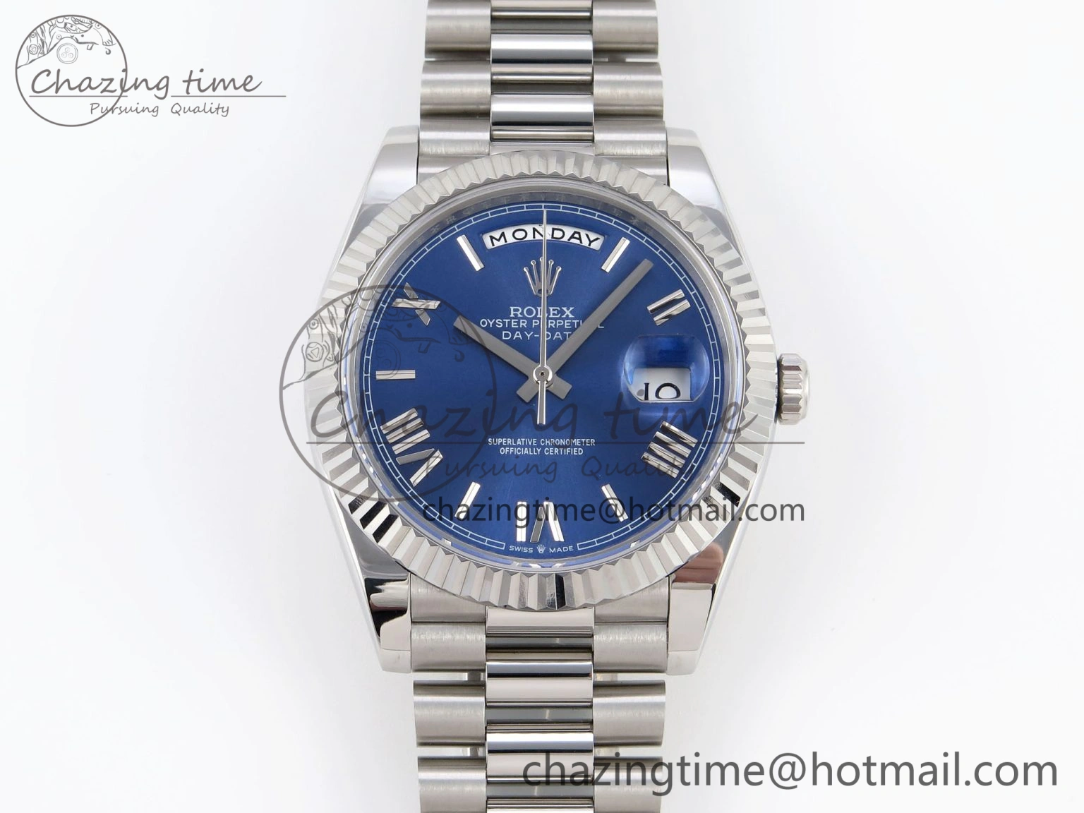 DayDate 40 SS GSF Gain Weight Blue Roman Dial on President Bracelet A2836