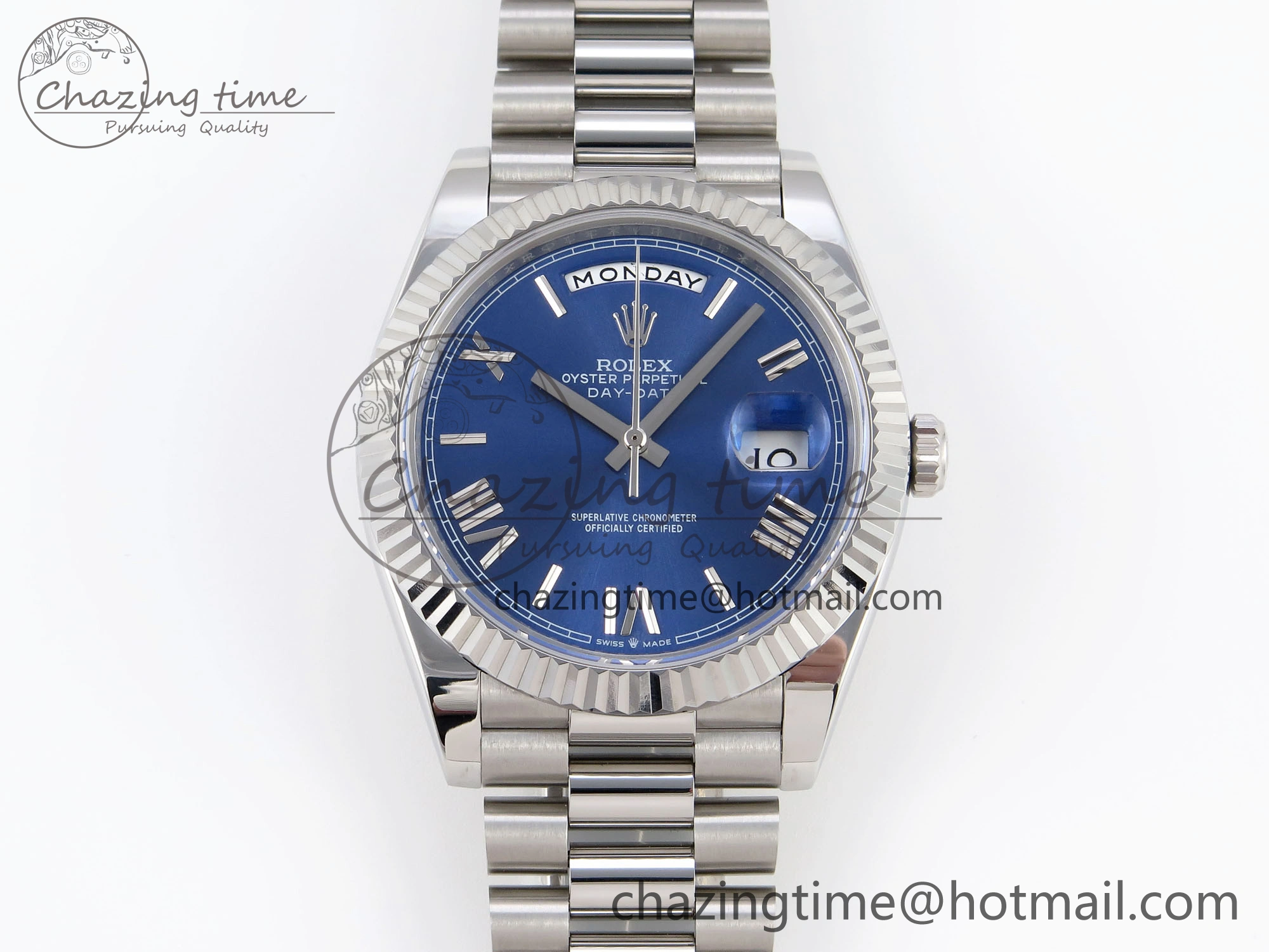 DayDate 40 SS GSF Gain Weight Blue Roman Dial on President Bracelet A2836